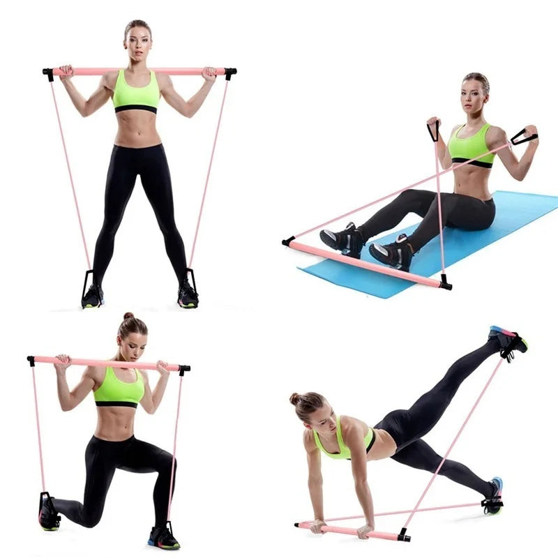 New Fitness Yoga Pilates Bar Stick Crossfit Resistance Bands Trainer Yoga Pull Rods Pull Rope Portable Home Gym Body Workout